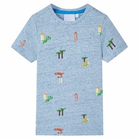 Camiseta infantil azul mélange 116