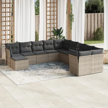 11-piece garden sofa set and gray synthetic rattan cushions by , Garden sets - Ref: Foro24-3218610, Price: 621,55 €, Discount: %
