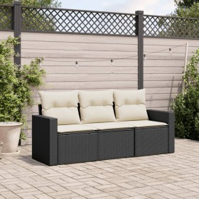 Garden sofa set with cushions 3 pieces black synthetic rattan by , Garden sets - Ref: Foro24-3218646, Price: 191,64 €, Discou...