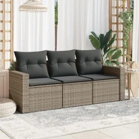 3-teilige Gartensofagarnitur und graue synthetische Rattankissen von , Gartensets - Ref: Foro24-3218650, Preis: 195,44 €, Rab...