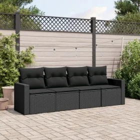 4-piece garden sofa set with black synthetic rattan cushions by , Garden sets - Ref: Foro24-3218665, Price: 261,32 €, Discoun...