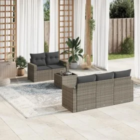 6-piece garden furniture set and gray synthetic rattan cushions by , Garden sets - Ref: Foro24-3218690, Price: 388,87 €, Disc...