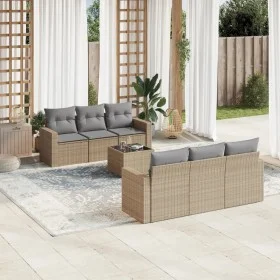 7-piece garden sofa set and beige synthetic rattan cushions by , Garden sets - Ref: Foro24-3218699, Price: 446,56 €, Discount: %