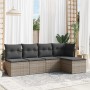 Gartensofa-Set mit Kissen, 5-teilig, graues synthetisches Rattan von , Gartensets - Ref: Foro24-3217520, Preis: 268,49 €, Rab...