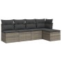 Gartensofa-Set mit Kissen, 5-teilig, graues synthetisches Rattan von , Gartensets - Ref: Foro24-3217520, Preis: 268,49 €, Rab...