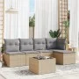 Garden sofa set with cushions 6 pieces beige synthetic rattan by , Garden sets - Ref: Foro24-3217529, Price: 334,48 €, Discou...