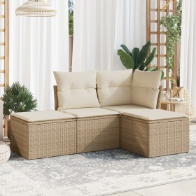 Garden sofa set with cushions 4 pieces beige synthetic rattan by , Garden sets - Ref: Foro24-3217478, Price: 229,04 €, Discou...
