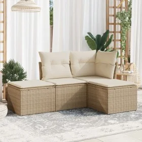 Garden sofa set with cushions 4 pieces beige synthetic rattan by , Garden sets - Ref: Foro24-3217478, Price: 246,17 €, Discou...
