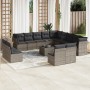 Set de sofás de jardín 14 pzas con cojines ratán sintético gris de , Conjuntos de jardín - Ref: Foro24-3218500, Precio: 796,97 €