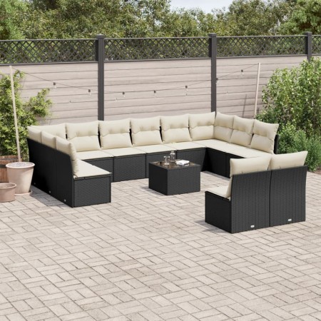 Set de sofás de jardín y cojines 13 pzas ratán sintético negro de , Conjuntos de jardín - Ref: Foro24-3218376, Precio: 653,56...