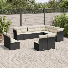 Gartensofa-Set 12-teilig mit schwarzen synthetischen Rattankissen von , Gartensets - Ref: Foro24-3218466, Preis: 681,99 €, Ra...