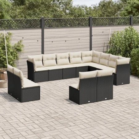 Garden sofa set 12 pieces with black synthetic rattan cushions by , Garden sets - Ref: Foro24-3218466, Price: 681,99 €, Disco...