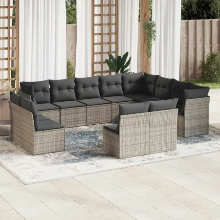 12-piece garden sofa set with gray synthetic rattan cushions by , Garden sets - Ref: Foro24-3218470, Price: 667,98 €, Discoun...