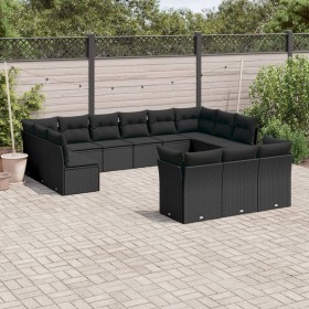 Gartensofa- und Kissenset 13-teilig aus schwarzem synthetischem Rattan von , Gartensets - Ref: Foro24-3218445, Preis: 843,39 ...