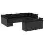 Garden sofa and cushion set 13 pieces black synthetic rattan by , Garden sets - Ref: Foro24-3218445, Price: 845,09 €, Discoun...