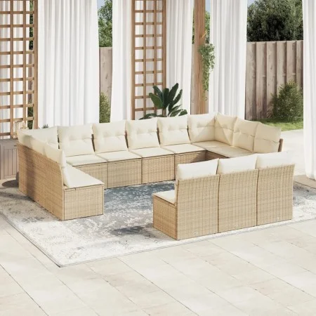 Set sofás de jardín con cojines 13 pzas ratán sintético beige de , Conjuntos de jardín - Ref: Foro24-3218388, Precio: 815,35 ...
