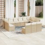 Garden sofa set with cushions 13 pieces beige synthetic rattan by , Garden sets - Ref: Foro24-3218388, Price: 768,35 €, Disco...