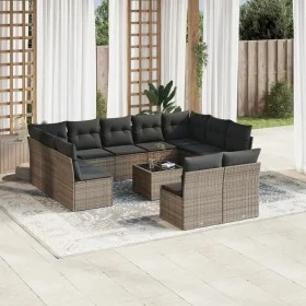 12-teiliges Gartensofa-Set mit grauen synthetischen Rattankissen von , Gartensets - Ref: Foro24-3218360, Preis: 649,32 €, Rab...