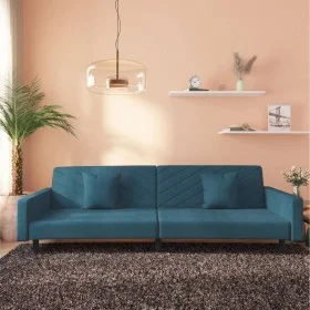 2-seater sofa bed with two blue velvet pillows by , Sofas - Ref: Foro24-375917, Price: 258,23 €, Discount: %