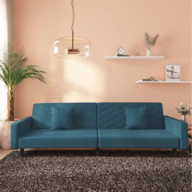 2-Sitzer-Schlafsofa mit zwei blauen Samtkissen von , Sofas - Ref: Foro24-375917, Preis: 270,12 €, Rabatt: %