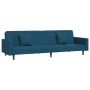 Sofá cama de 2 plazas con dos almohadas terciopelo azul de , Sofás - Ref: Foro24-375917, Precio: 269,99 €, Descuento: %