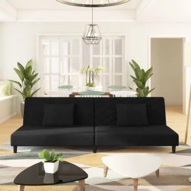 2-seater sofa bed with two black velvet pillows by , Sofas - Ref: Foro24-375915, Price: 241,41 €, Discount: %