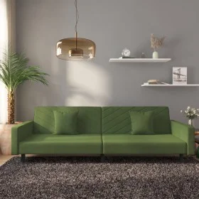 2-Sitzer-Schlafsofa mit zwei dunkelgrünen Samtkissen von , Sofas - Ref: Foro24-375920, Preis: 266,76 €, Rabatt: %