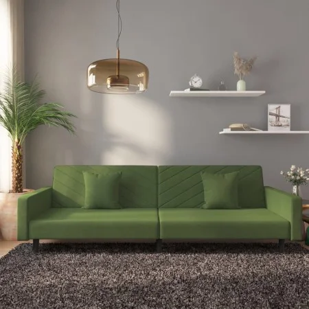 2-seater sofa bed with two dark green velvet pillows by , Sofas - Ref: Foro24-375920, Price: 266,76 €, Discount: %