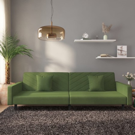 2-Sitzer-Schlafsofa mit zwei dunkelgrünen Samtkissen von , Sofas - Ref: Foro24-375920, Preis: 268,84 €, Rabatt: %