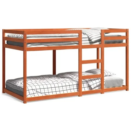 Etagenbett aus massivem, wachsbraunem Kiefernholz, 75 x 190 cm von , Betten und Zubehör - Ref: Foro24-844830, Preis: 159,87 €...