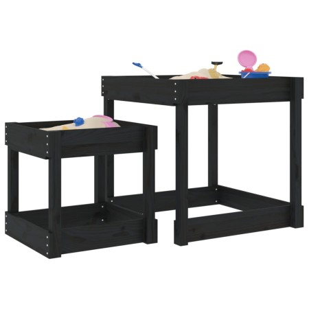 Sandtische 2 Stück aus massivem schwarzem Kiefernholz von , Strukturen für Spiele im Freien - Ref: Foro24-825055, Preis: 74,0...