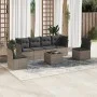 7-piece garden sofa set with gray PE rattan cushions by , Garden sets - Ref: Foro24-3217380, Price: 395,03 €, Discount: %