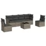 7-piece garden sofa set with gray PE rattan cushions by , Garden sets - Ref: Foro24-3217380, Price: 395,03 €, Discount: %