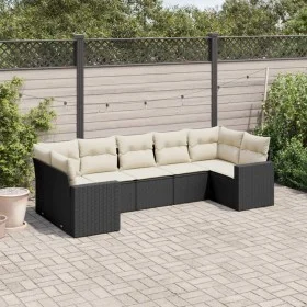 7-piece garden dining set and black synthetic rattan cushions by , Modular outdoor sofas - Ref: Foro24-3251723, Price: 436,23...