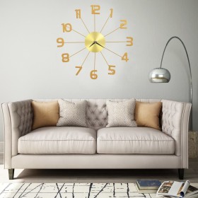 Reloj de pared de metal dorado 50 cm de vidaXL, Relojes de pared - Ref: Foro24-283858, Precio: 49,32 €, Descuento: %
