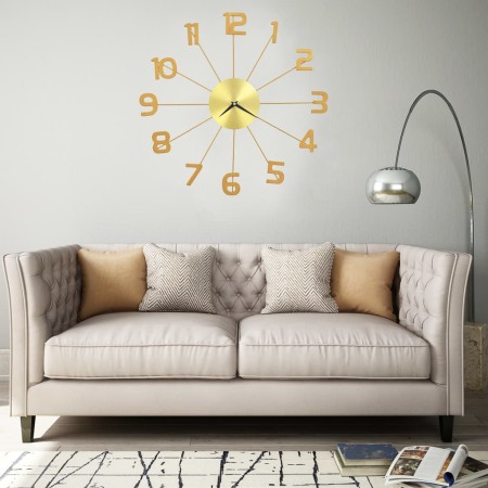 Reloj de pared de metal dorado 50 cm de vidaXL, Relojes de pared - Ref: Foro24-283858, Precio: 49,32 €, Descuento: %