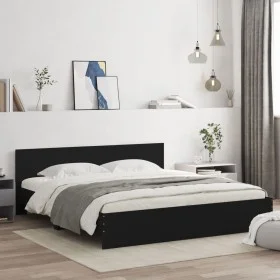 Bed frame with black headboard 200x200 cm by , Beds and slatted bases - Ref: Foro24-3207456, Price: 191,51 €, Discount: %