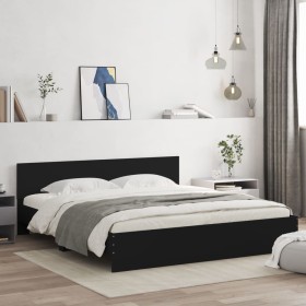 Estructura de cama con cabecero negra 200x200 cm