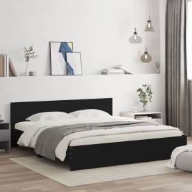 Estructura de cama con cabecero negra 200x200 cm de , Camas y somieres - Ref: Foro24-3207456, Precio: 194,56 €, Descuento: %