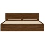 Bed frame with oak brown headboard 200x200 cm by , Beds and slatted bases - Ref: Foro24-3207461, Price: 245,12 €, Discount: %