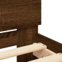 Estructura de cama con cabecero marrón roble 200x200 cm