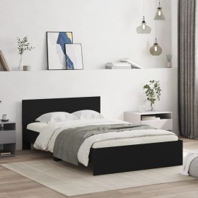 Estructura de cama con cabecero negro 135x190 cm de , Camas y somieres - Ref: Foro24-3207505, Precio: 165,61 €, Descuento: %