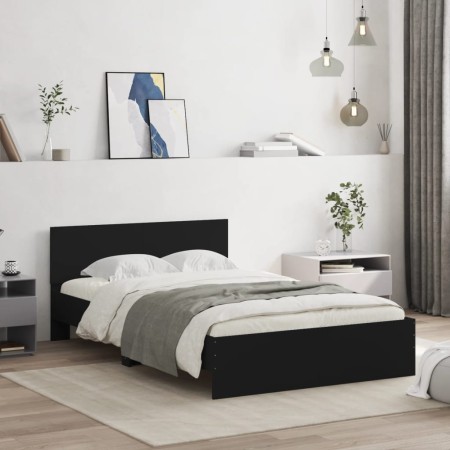 Estructura de cama con cabecero negro 135x190 cm de , Camas y somieres - Ref: Foro24-3207505, Precio: 171,60 €, Descuento: %