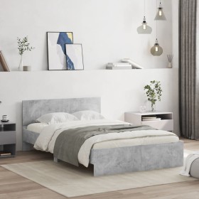 Estructura de cama con cabecero gris hormigón 135x190 cm