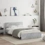 Concrete gray bed frame with headboard 135x190 cm by , Beds and slatted bases - Ref: Foro24-3207507, Price: 151,81 €, Discoun...
