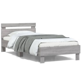 Bettgestell-Kopfteil mit LED-Leuchten, Sonoma-Grau, 100 x 200 cm von , Betten und Lattenroste - Ref: Foro24-838713, Preis: 12...