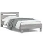 Bed frame headboard LED lights Sonoma gray 100x200 cm by , Beds and slatted bases - Ref: Foro24-838713, Price: 121,52 €, Disc...