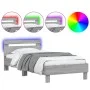 Bed frame headboard LED lights Sonoma gray 100x200 cm by , Beds and slatted bases - Ref: Foro24-838713, Price: 121,52 €, Disc...