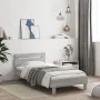 Bed frame headboard LED lights Sonoma gray 100x200 cm by , Beds and slatted bases - Ref: Foro24-838713, Price: 121,52 €, Disc...
