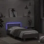 Bed frame headboard LED lights Sonoma gray 100x200 cm by , Beds and slatted bases - Ref: Foro24-838713, Price: 121,52 €, Disc...